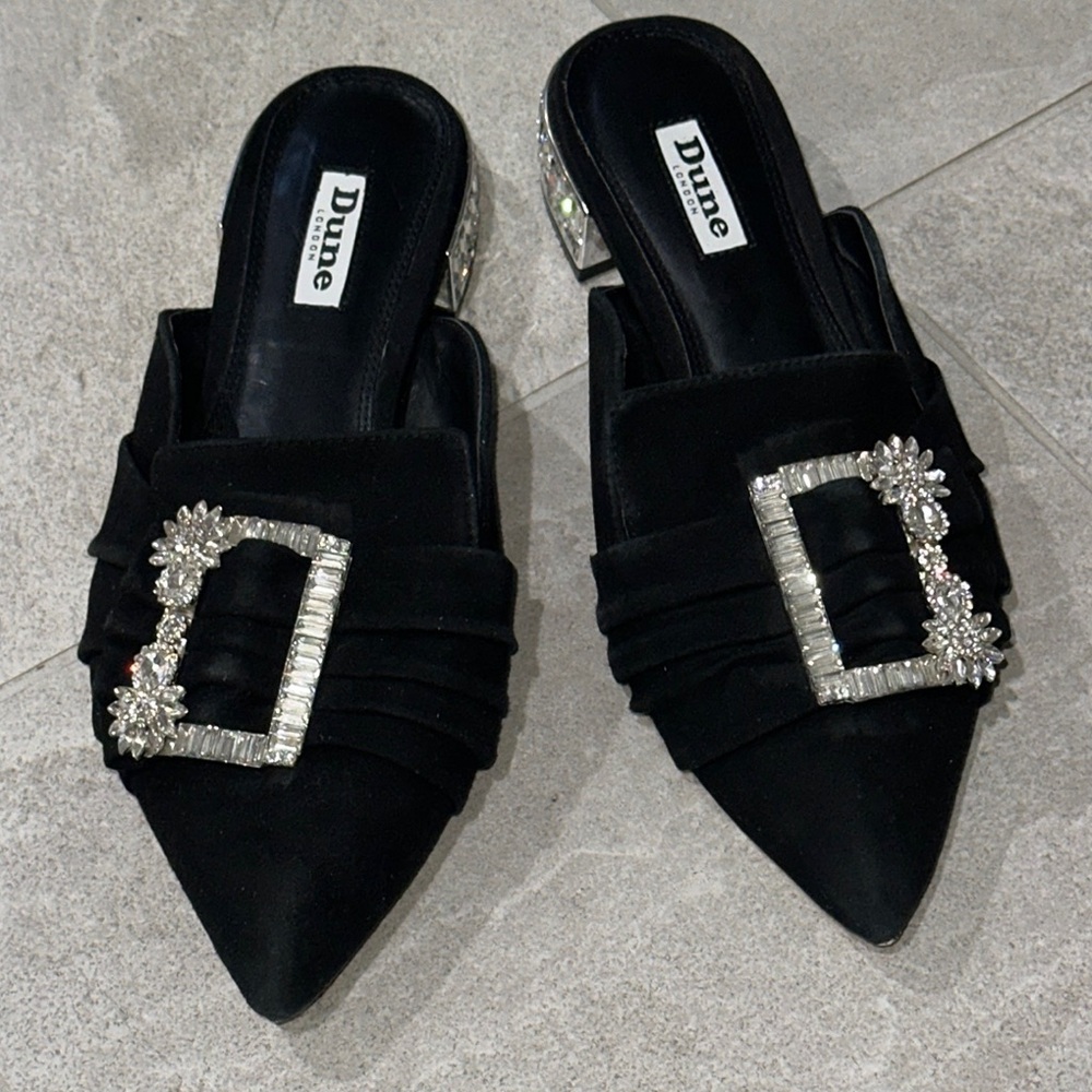 Dune London Black Embellished Mules